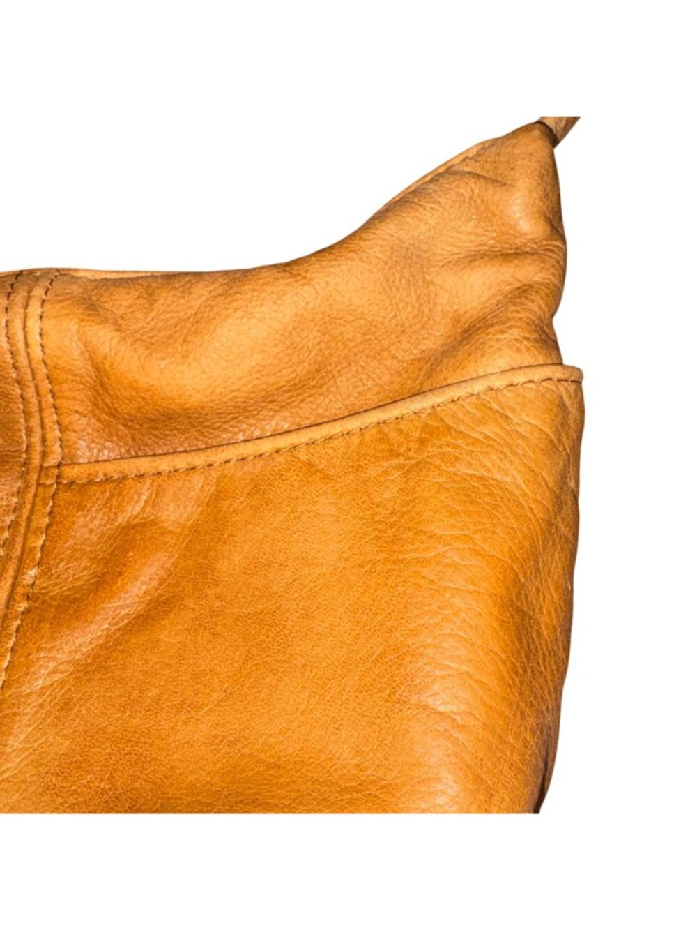 Vintage Tan Brown Genuine Leather Hobo Shoulder Bag Slouchy Boho Purse - Picture 4 of 11